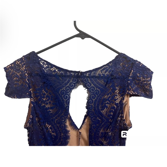 Hello Molly Dark Blue Bodycon Lace Dress Sz 12 - Picture 3 of 8
